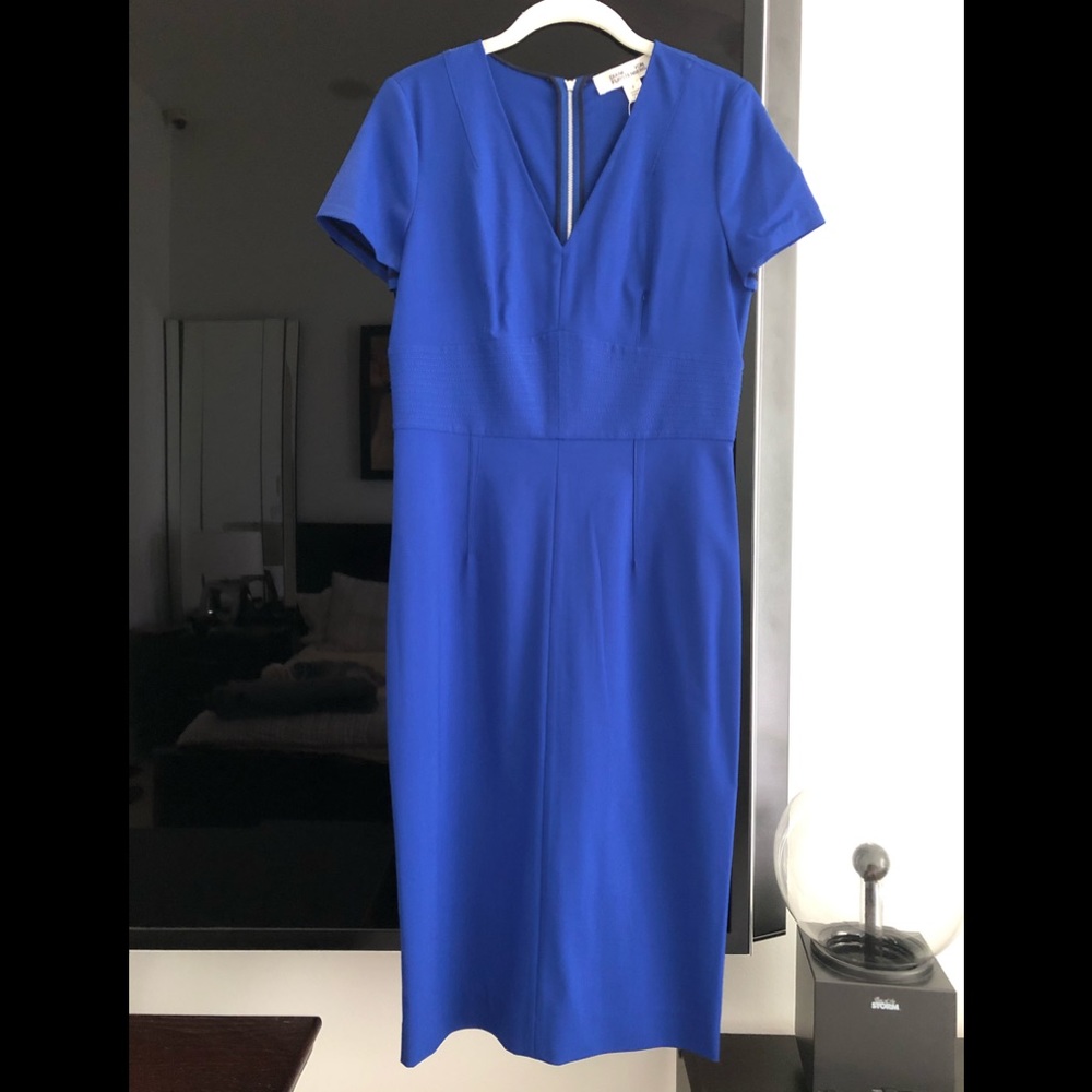 NWT Authentic DVF blue dress with zipper down back